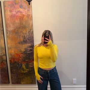 INTERMIX Yellow Crew Neck Sweater